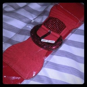 NWT Red Stretch Waist  Belt One Size